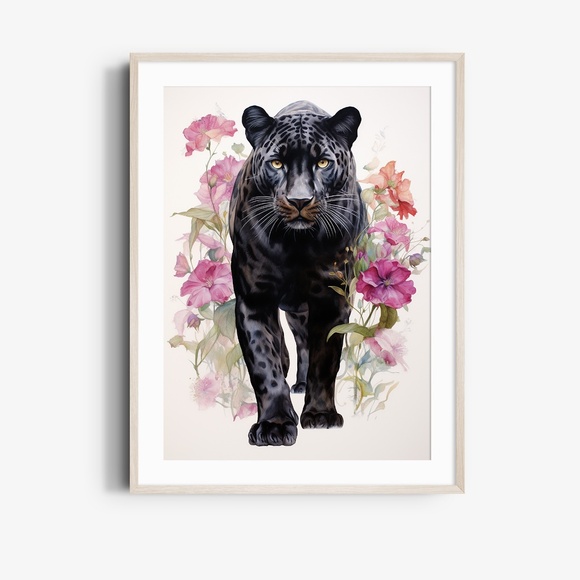 Watercolor Black Jaguar Wall Art Print Unframed - Majestic Jungle Elegance - Picture 6 of 6